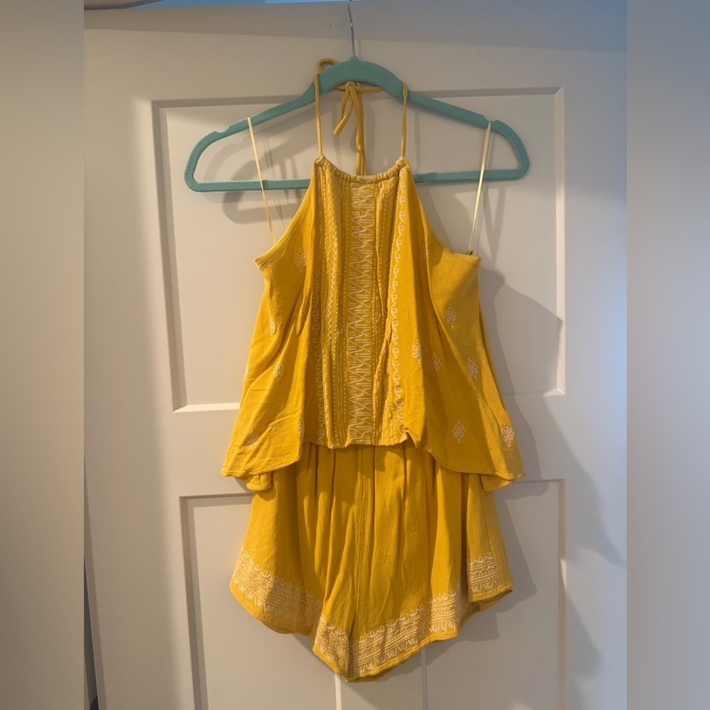 Yellow Embroidered Romper